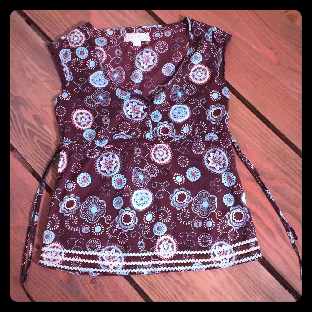 Anchor Blue sleeveless blouse Sz s